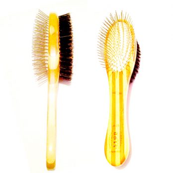 Bass – מברשת דו צדדית – 100% שיער חזיר בוגר + מברשת פינים