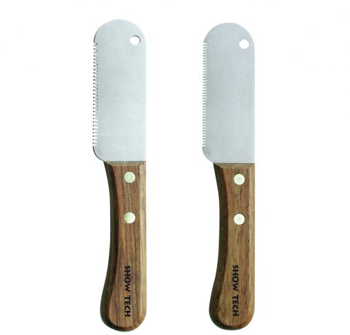 Show Tech - זוג סכיני מריטה ידית עץ גס + עדין