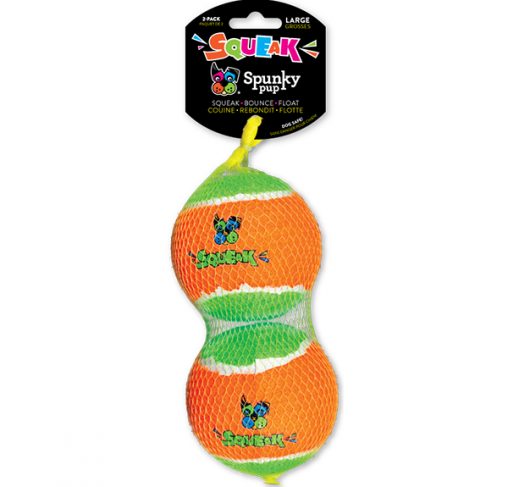 Spunky Pup - שלישיית כדורי טניס מצפצפים - שלושה גדלים