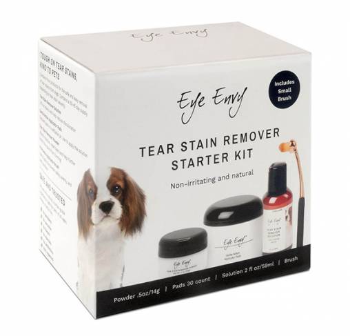 Eye Envy - סט סטרטר להסרת כתמי דמעות לכלבים + מברשת קטנה Dog Tear Stain Starter Kit + Small Powder Brush