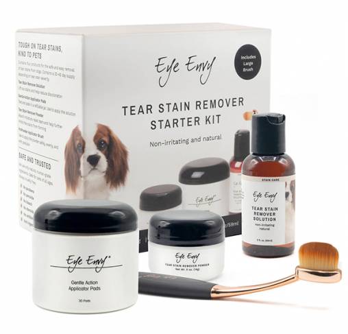 Eye Envy - סט סטרטר להסרת כתמי דמעות לכלבים + מברשת גדולה Dog Tear Stain Starter Kit + Large Powder Brush