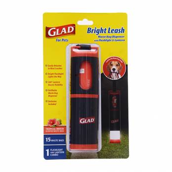 GLAD – מתקן לשקיות לאיסוף צרכים עם תאורה ופנס – WASTE BAG DISPENSER WITH FLASHLIGHT & LANTERN