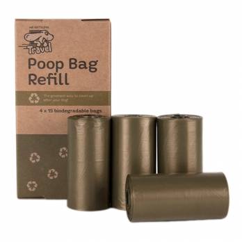 TRAVEL – שקיות מתכלות לאיסוף צרכים – Poop Bag Refill holds 4×15 Bio Degradable bags 31X22cm