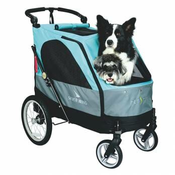 Petstro Safari – עגלה לכלבים 4 גלגלים – Petstro Large 4-Wheel Buggy,Turquoise/Grey
