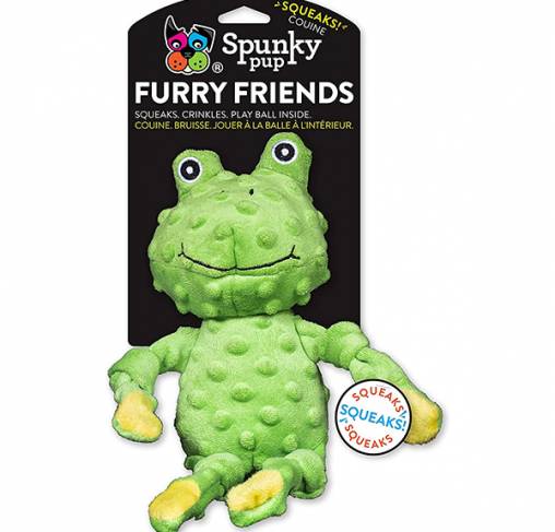 Spunky Pup - צעצוע חברים פרוותיים צפרדע 13” FROG SQUEAKER