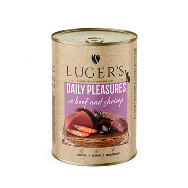 Luger's Daily Pleasures Wet Cat Food with Beef and Shrimp 400 g