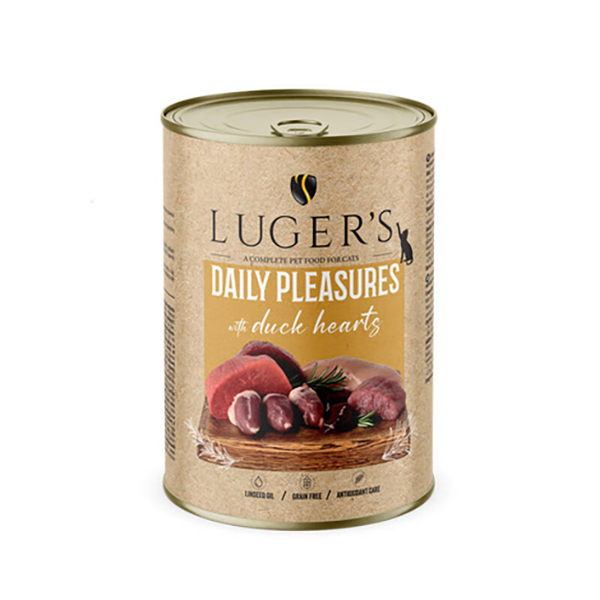 Luger's Daily Pleasures wet cat food with duck hearts 400 g