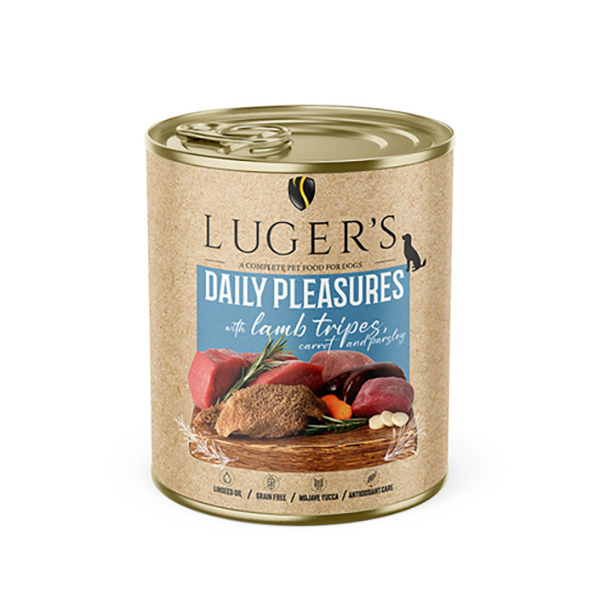 Luger's Daily Pleasures wet dog food with lamb gizzards, carrots and parsley 800 g