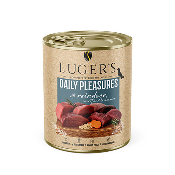 Luger's Daily Pleasures wet dog food with reindeer, carrots and brown rice 800 g