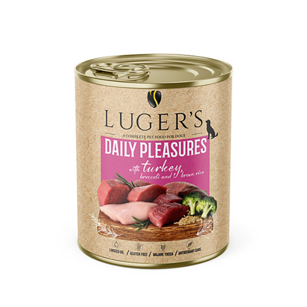 Luger's Daily Pleasures wet dog food with turkey, broccoli and brown rice 800 g