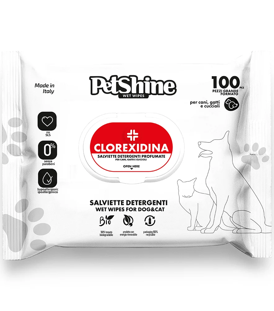 PetShine Chlorhexidine 100 pcs - Scented Cleaning Wipes - Alcohol Free